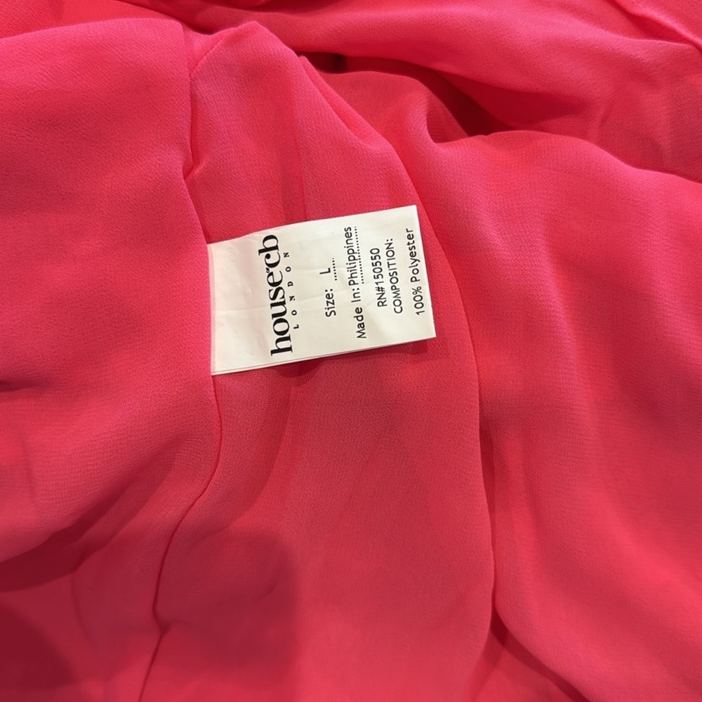 NWOT HOUSE OF CB Sarina Fuchsia Hot Pink Ruffle Strapless Maxi Dress sz L - Picture 7 of 9